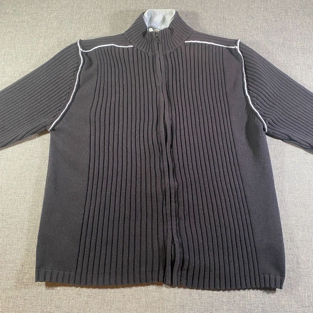 Buckle BKE‎ Full Zip Chunky Knit Sweater Womens Size Large Black Heavyweight
